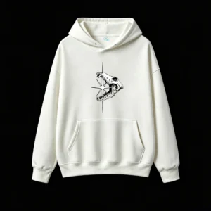 Ethereal Hand with Compass Rose Geometric Symbol - High Contrast Monochromatic Stippled Art Hoodie