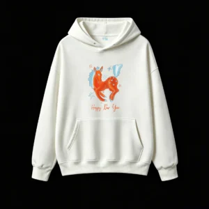 Happy New Year Whimsical Orange Winged Horse Digital Art Hoodie