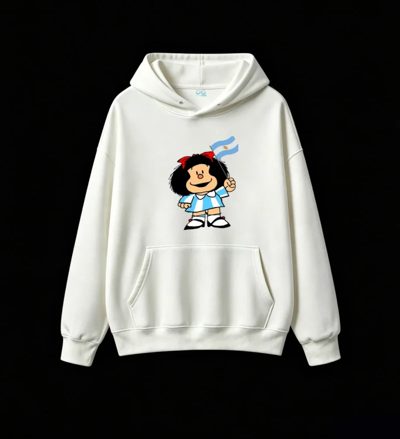 白卫正 Blue and White Striped Jersey Design with Red Bow, Black Shorts and Flag Print, Soft Cotton Blend Pullover Sweatshirt for Kids, Perfect Gift for Soccer Fans on World Cup, Independence Day, or Family Celebrations