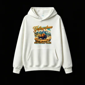 Yellowstone National Park Vintage Bison Graphic Hoodie