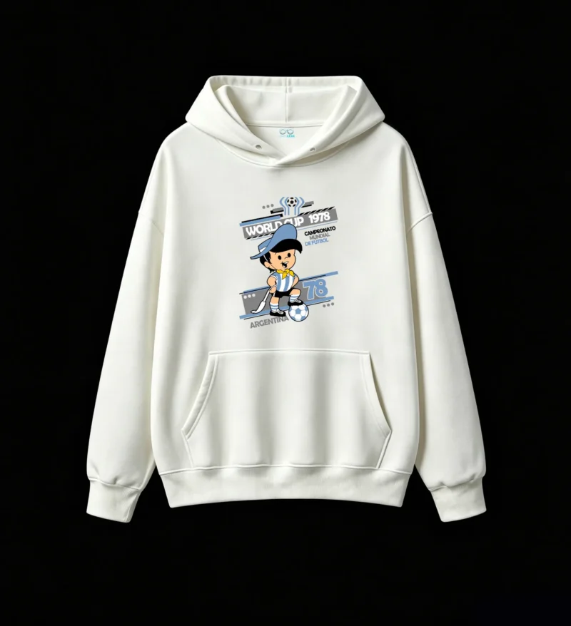 Vintage Light Blue White Striped Jersey Design, Soft Cotton Blend Pullover Sweatshirt with Front Pocket, Perfect Gift for Soccer Fans and Sports Lovers