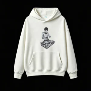 Stylish Black and White DJ Performance Hoodie