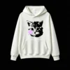 白卫正 Surreal Neon Cat & Purple Star Graphic Hoodie