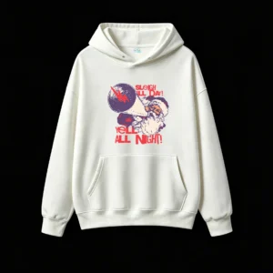 白卫正 Sleigh All Day Yell All Night Punk Rock Santa Claus Megaphone Graphic Print Hoodie