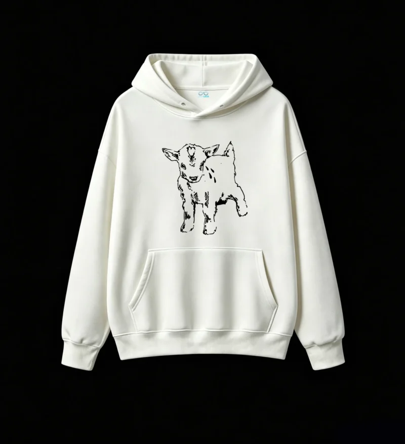 白卫正 Dark Silhouette Four-Legged Young Mammal Calf Foal Edge Detection Art - Minimalist Abstract High Contrast Hoodie