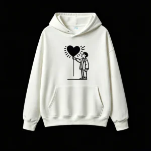 Stylized Black and White Line Art Hoodie