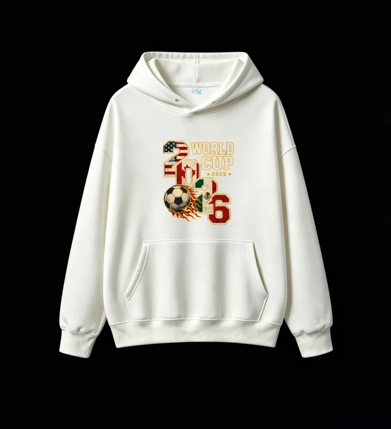 2026 FIFA World Cup USA Mexico Canada Flag Vintage Distressed Gold Outline Hoodie