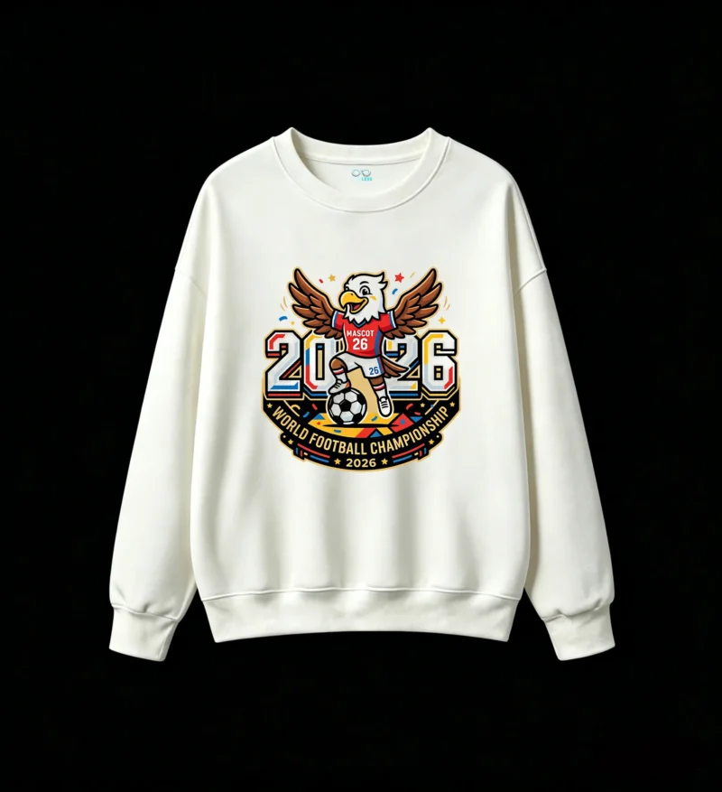 白卫正 2026 World Football Championship Eagle Mascot Graphic Hoodie
