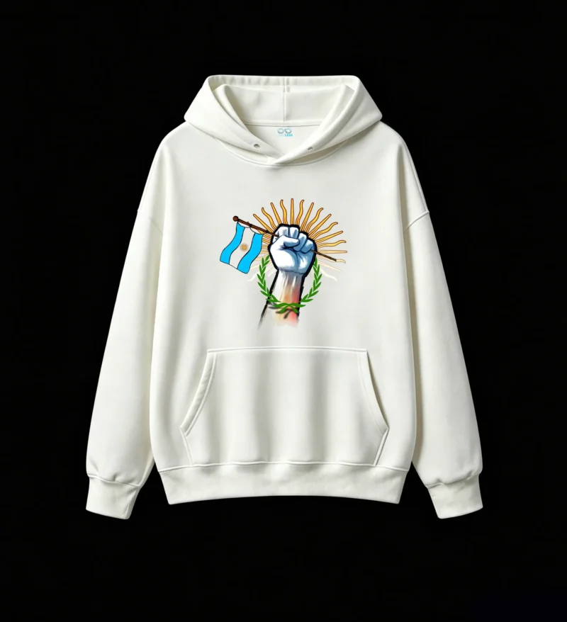 白卫正 Sun of May & National Flag Graphic Sweatshirt with Green Laurel Wreath, Soft Cotton Blend Pullover for Men Women, Patriotic Social Justice Gift, Streetwear Style