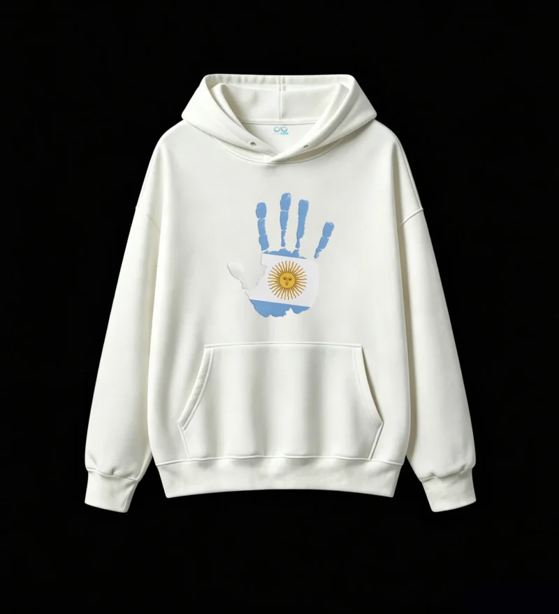 白卫正 Stylish Distressed Flag Design with Blue and White Stripes, Premium Cotton Blend Pullover Sweatshirt for Men Women, Perfect Gift for Football Fans, Independence Day Celebration, Casual Streetwear