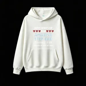 白卫正 Happy Father's Day to My Amazing Step Dad - Funny Graphic Hoodie with Checkered Pattern and Heart Design