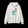 白卫正 Happy Father's Day T-Rex Dinosaur Graphic Hoodie - Cozy Pullover Sweatshirt with Colorful Heart Design