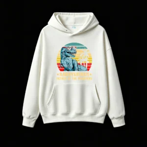Daddysaurus Father of the Monsters Retro T-Rex with Sunglasses 70s 80s Vintage Style Graphic Hoodie