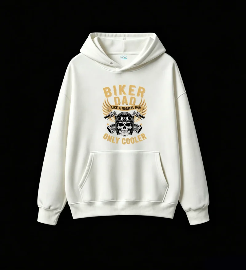 Biker Dad Like A Normal Dad Only Cooler Skull With Helmet Graphic Hoodie