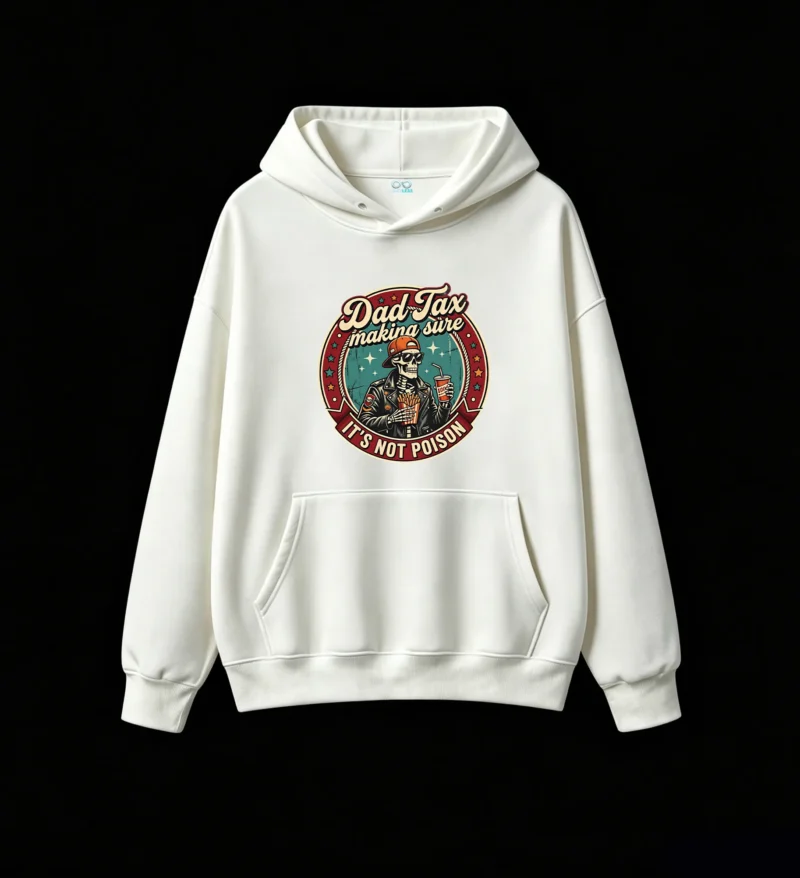 白卫正 Dad Tax Skeleton Biker Retro Americana Funny Fast Food Graphic Print Hoodie