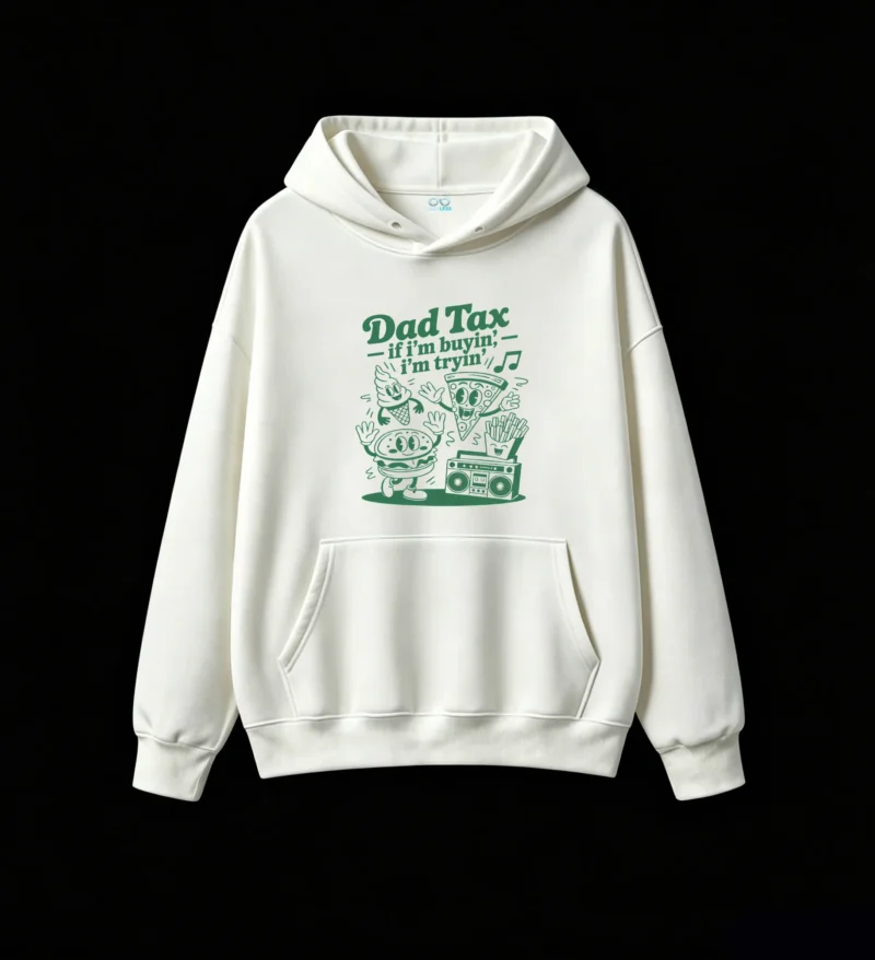 白卫正 Dad Tax Fast Food Dancing Boombox Graphic Hoodie - Retro 80s 90s Nostalgia Streetwear