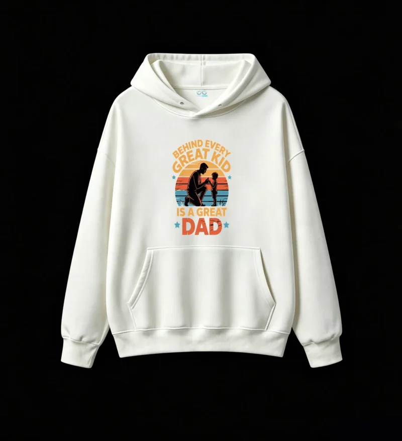 白卫正 Behind Every Great Kid Is A Great Dad Vintage Retro 70s Style Men's Hoodie