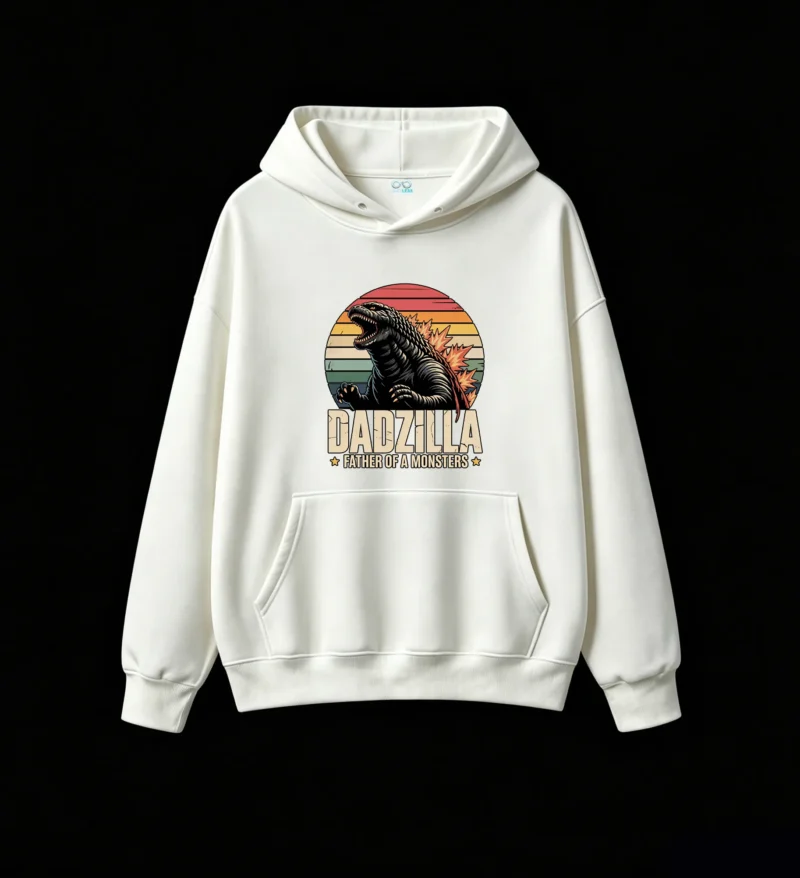 白卫正 Dadzilla Father of Monsters Retro Vintage Monster Roaring Sunset Graphic Hoodie