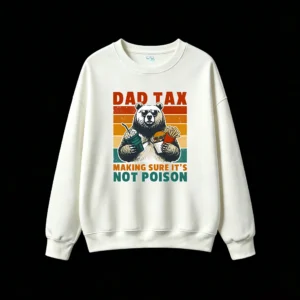 Dad Tax Making Sure It's Not Poison Retro Sunset Gradient Bear Sunglasses Burger Fries Drink Funny Pop Culture Humor Vintage Distressed Texture Unisex Oversized Hoodie