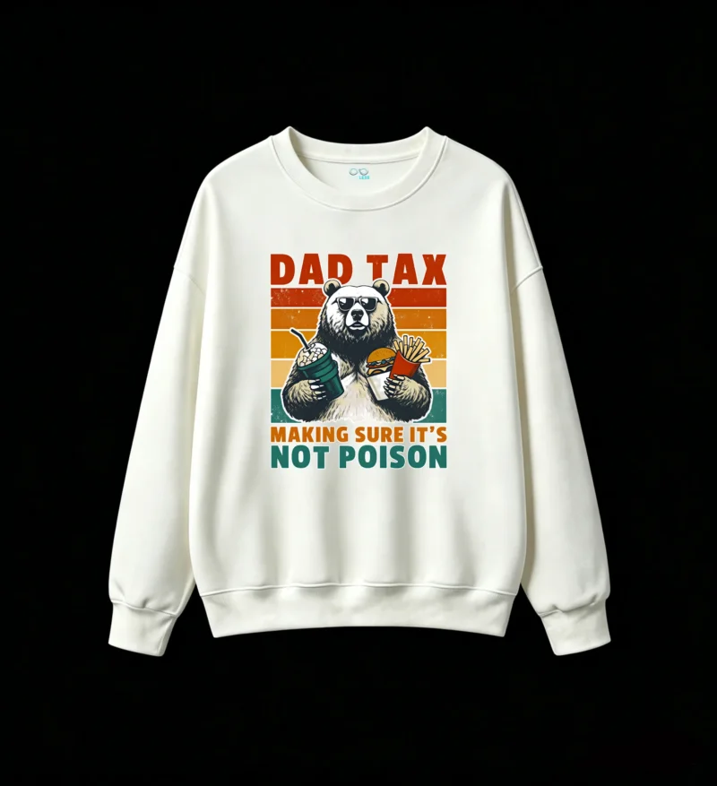 Dad Tax Making Sure It's Not Poison Retro Sunset Gradient Bear Sunglasses Burger Fries Drink Funny Pop Culture Humor Vintage Distressed Texture Unisex Oversized Hoodie
