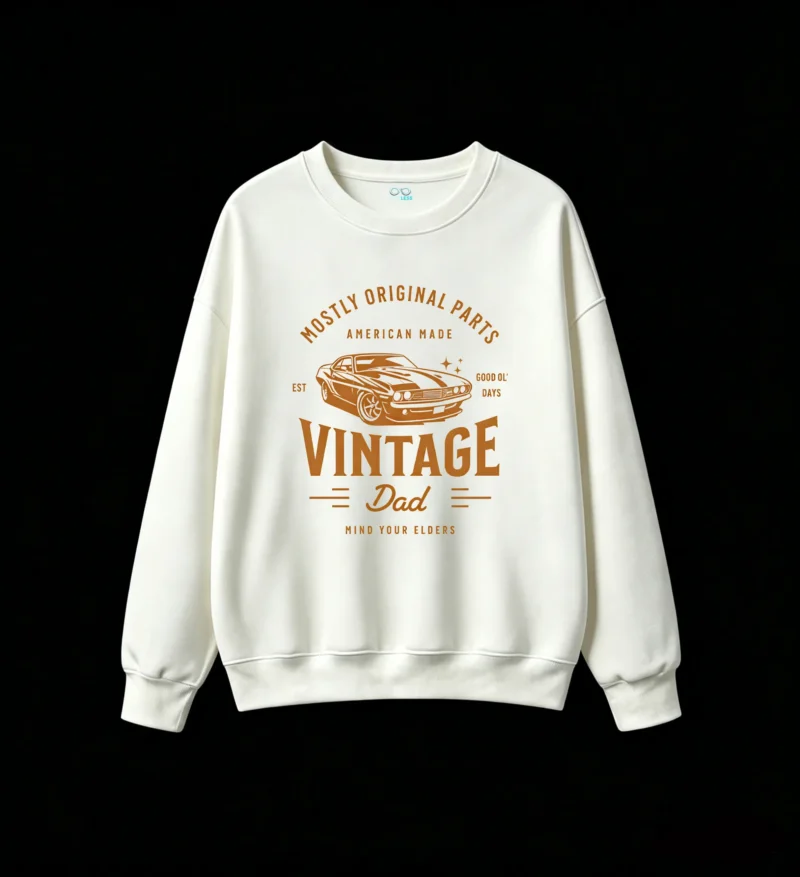Vintage Dad Mostly Original Parts American Made Muscle Car Graphic Hoodie