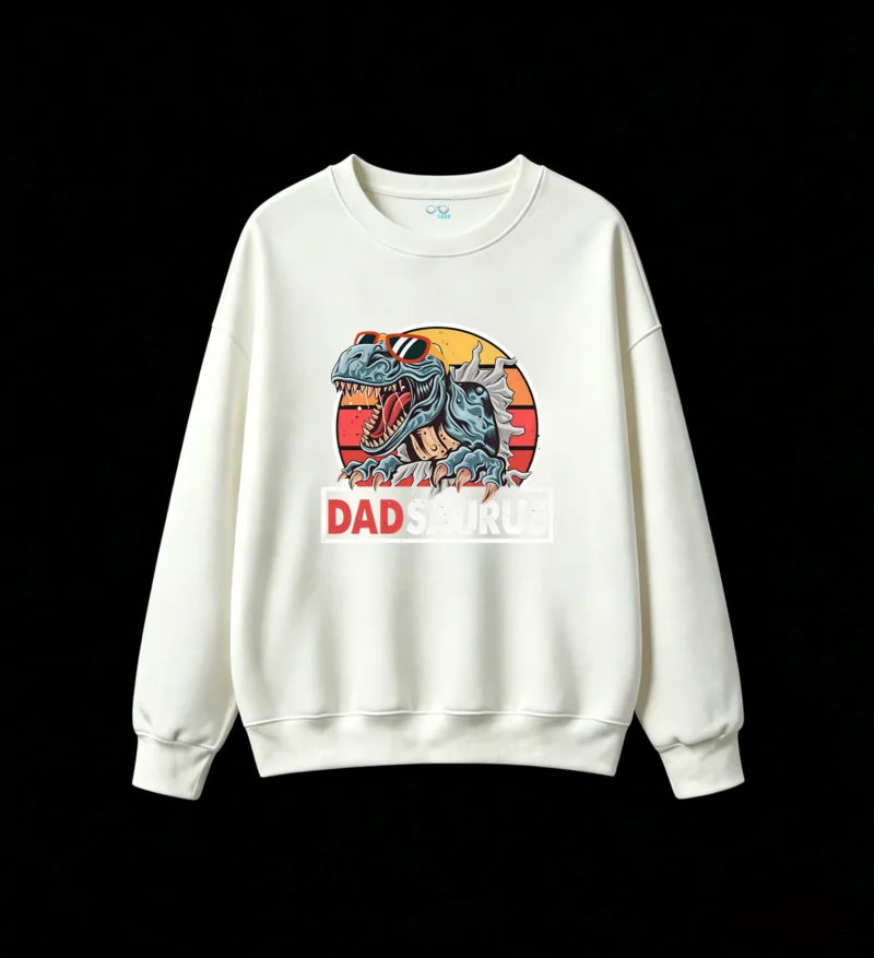 白卫正 DadSaurus Retro T-Rex Dinosaur with Sunglasses Funny Novelty Graphic Sweatshirt