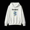 白卫正 Cozy Oversized Floral Blue White Blossoms Black Background Hoodie
