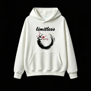 Artistic Black Cherry Blossom Swirl Pattern Hoodie