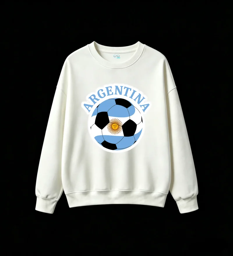 白卫正 Men's Oversized Graphic Hoodie, Soft Cotton Blend Pullover Sweatshirt with Retro Football Design, Casual Streetwear for Fans, Perfect Gift for Argentine National Team Lovers