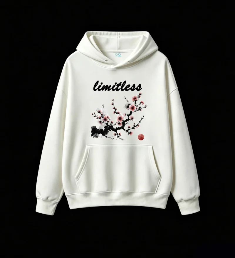 白卫正 Artistic Sakura Cherry Blossom Ink Wash Painting Hoodie
