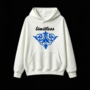 白卫正 Elegant Blue Baroque Damask Crown Motif Hoodie