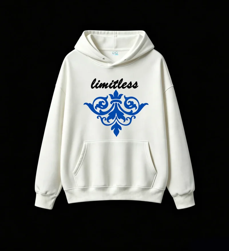 白卫正 Elegant Blue Baroque Damask Crown Motif Hoodie