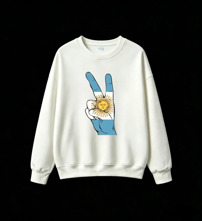 Argentina Flag Sun of May Peace Sign Hand Graphic Hoodie