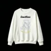 Winged Horse Pegasus Mythical Creature Floral Wildflowers Sketchy Hand-Drawn Neon Blue Ethereal Dreamlike Fantasy Art - Casual Crew Neck Oversized Sweatshirt