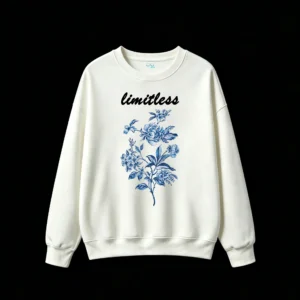 白卫正 Elegant Blue Floral Porcelain Style Unisex Hoodie