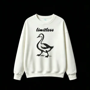 Stylized Monochromatic Bird Silhouette Goose Swan Brushstroke Texture Glossy Wet Effect Minimalist Dynamic Art Print Long Neck Curved Beak Streamlined Body Defined Wing Feathers Mid-Stride Motion Ripples Reflections Water Surface - Unisex Casual Hoodie Sweatshirt