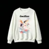 白卫正 Stylized Two Cranes in Flight with Lotus Flowers and Clouds on Black Background - Unisex Graphic Hoodie