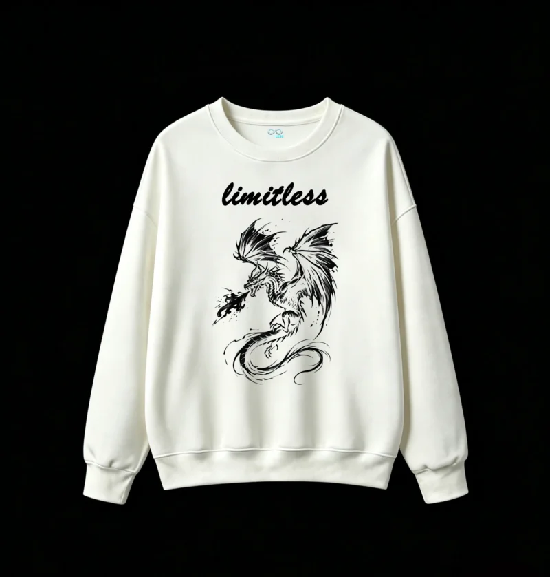 白卫正 Fantasy Dragon High Contrast Black and White Illustration - Men's Oversized Graphic Hoodie