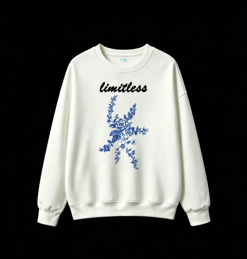 白卫正 Blue Floral Embroidery Style Unisex Hoodie