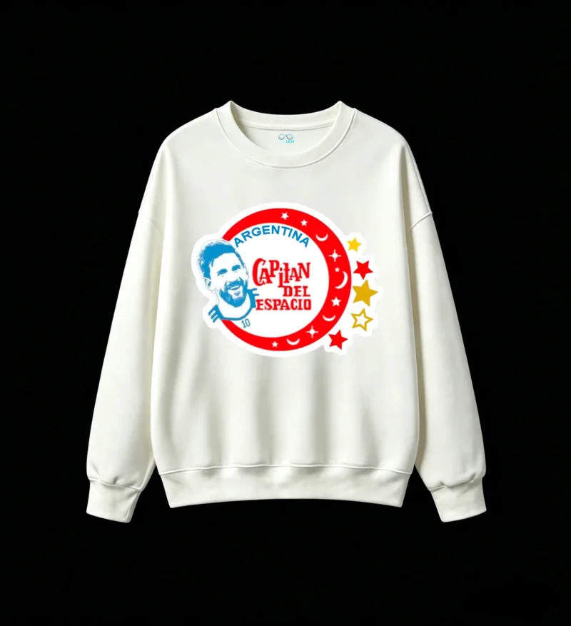 Sudadera con capucha oversize informal para hombre con diseño de emblema circular «Lionel Messi, capitán de Argentina»,