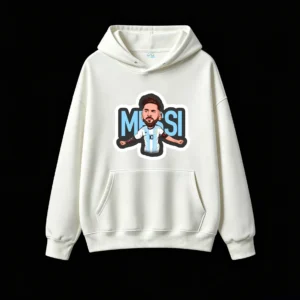 Premium Cotton Pullover Sweatshirt with Bold Graphic Print, Thick White Border and Black Shadow Design, Perfect Gift for Football Fans on World Cup, Birthday, Christmas