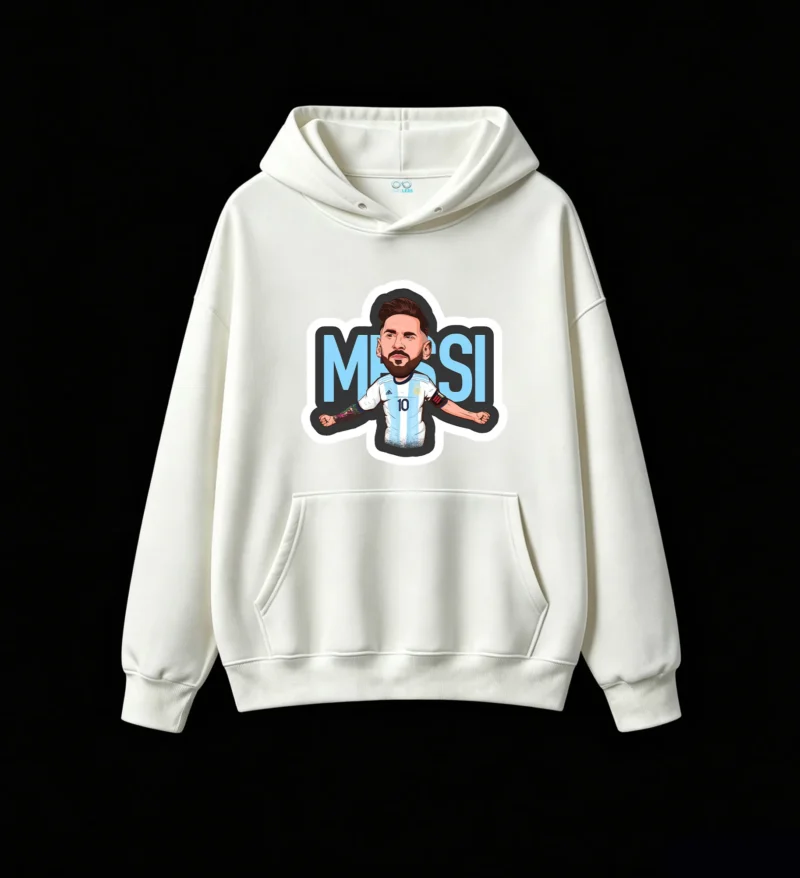 Bai Weizheng Sudadera de algodón de alta calidad con un llamativo estampado gráfico, un borde blanco grueso y un diseño con sombras negras; el regalo perfecto para los aficionados al fútbol con motivo del Mundial, un cumpleaños o la Navidad