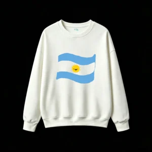 Argentina Flag Wavy Sun Smile Cartoon Design Unisex Hoodie