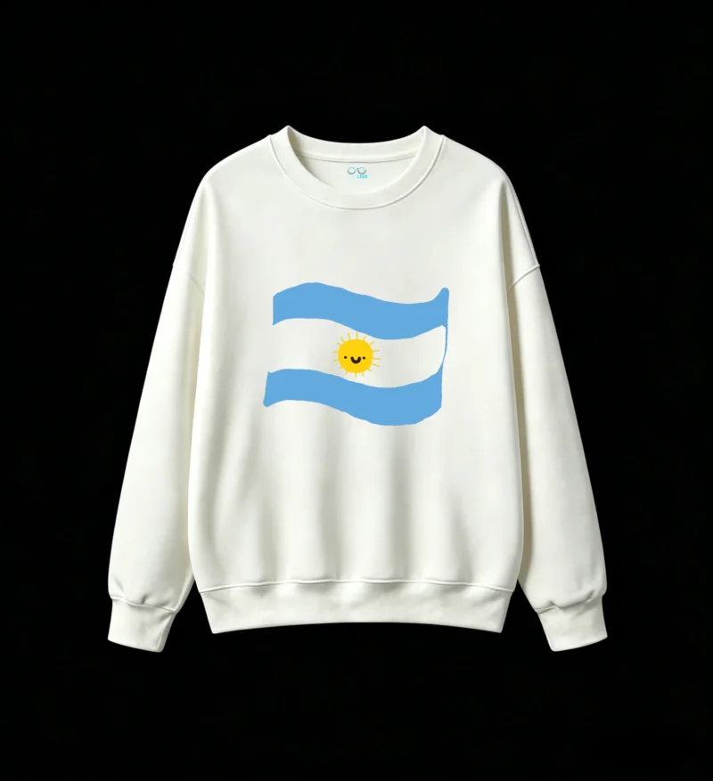Argentina Flag Wavy Sun Smile Cartoon Design Unisex Hoodie