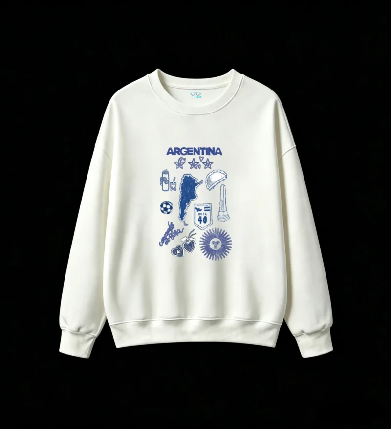 Argentina Map Gaucho Hat Obelisco 40th Anniversary Blue Monochrome Graphic Hoodie