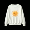 Whimsical Anthropomorphic Sun Sticker Design Oversized Casual Crew Neck Sweatshirt for Men and Women