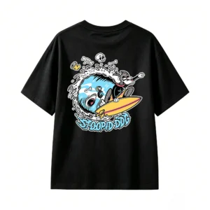 黑t Funny Back Print T-Shirt for Women Men - Casual Short Sleeve Graphic Tee