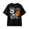 Rice SWC Champ 1971 Texas Sun Steer Dog Blue Mascot Bull Retro Cartoon Black Starry Background - Casual Crew Neck Cotton T-Shirt