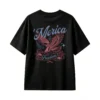 黑t Merica Eagle Freedom Vintage Tattoo Style Graphic T-Shirt