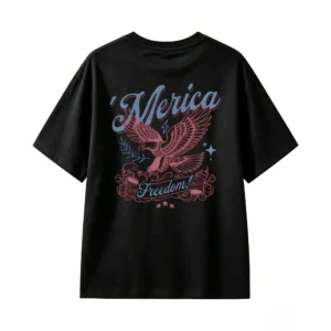 黑t Merica Eagle Freedom Vintage Tattoo Style Graphic T-Shirt